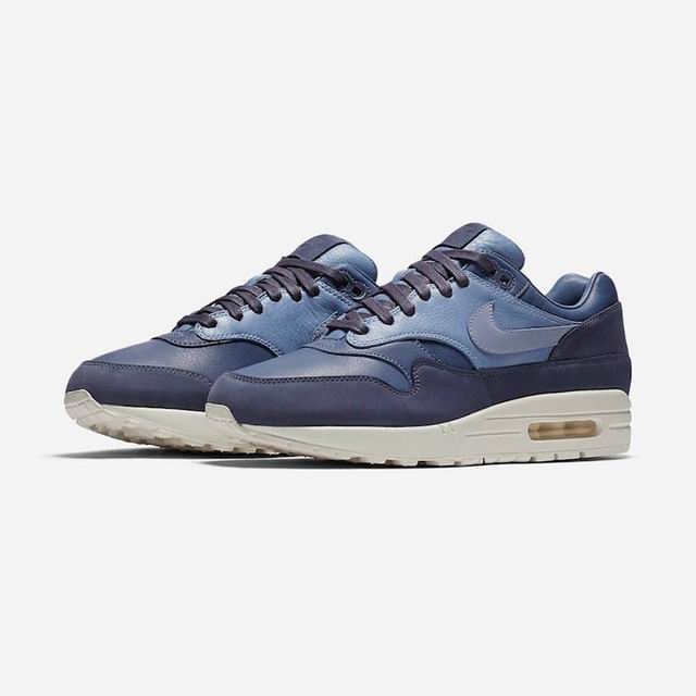 Nike Air Max 1 Navy Blue Leather Men's Size 40-45 Shoes-22 - Click Image to Close